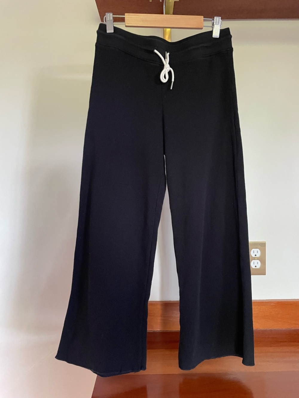 MATE the Label Black Waffle Knit Lounge Pants, XS